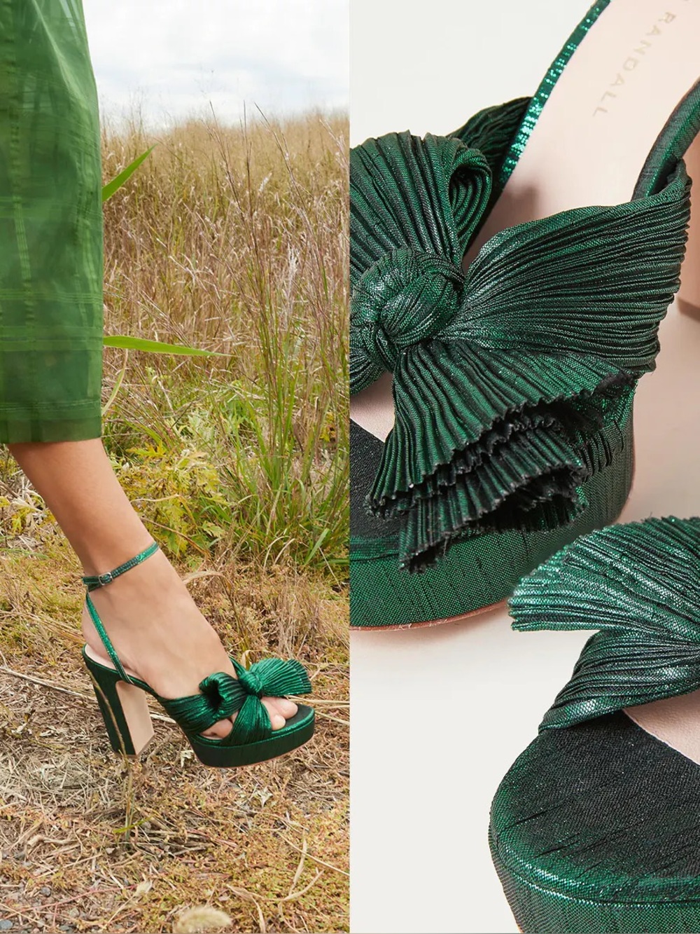 Loeffler Randall NWT Natalia pleated knot platform in Emerald green heels